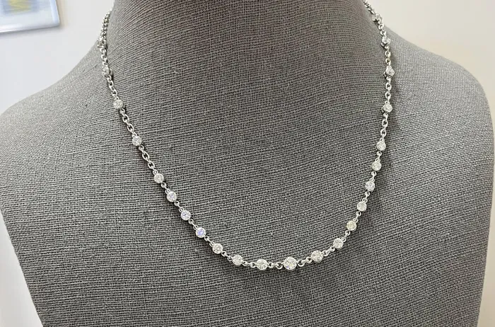 Albert Hern Necklace 18kt Gold Graduated Diamonds Chain Link Necklaces Albert Hern Necklace 18kt Gold Graduated Diamonds Chain Link Necklaces