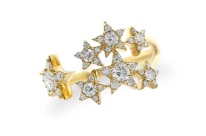 Albert Hern Rings Ring 18kt Gold Stars Open Ring Diamonds