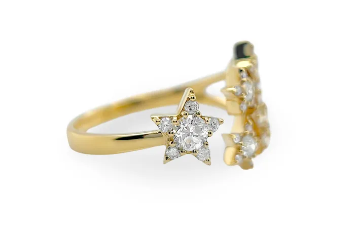 Albert Hern Rings Ring 18kt Gold Stars Open Ring Diamonds Albert Hern Rings Ring 18kt Gold Stars Open Ring Diamonds