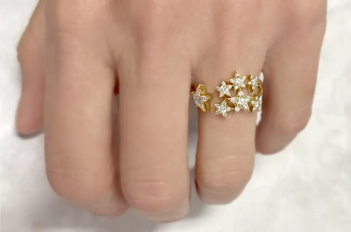 Albert Hern Rings Ring 18kt Gold Stars Open Ring Diamonds Albert Hern Rings Ring 18kt Gold Stars Open Ring Diamonds