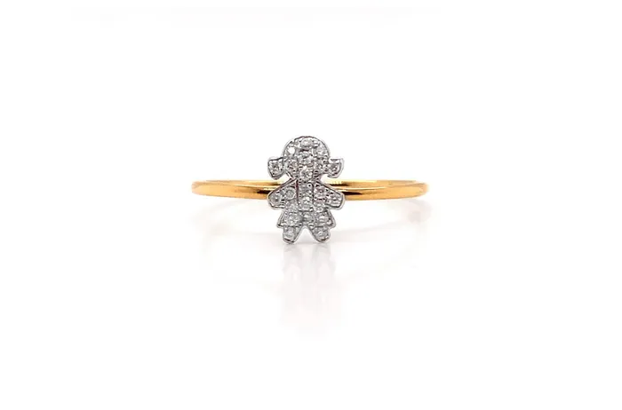 Albert Hern Rings Ring 18kt Yellow Gold Girl with Diamonds