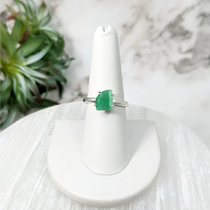 Chrysoprase Sz 9 Faceted SS Ring LV5128 Bliss Crystals Rings