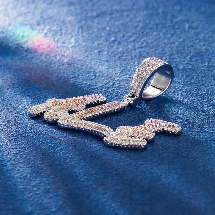 Custom Cursive Gradient Color Letter Pendant icezeusshop Necklaces