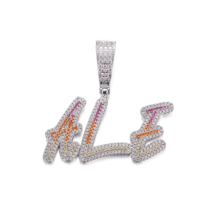 Custom Cursive Gradient Color Letter Pendant icezeusshop Necklaces