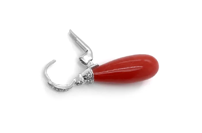 Earrings 14kt White Gold Coral Tear Diamonds Albert Hern Earrings