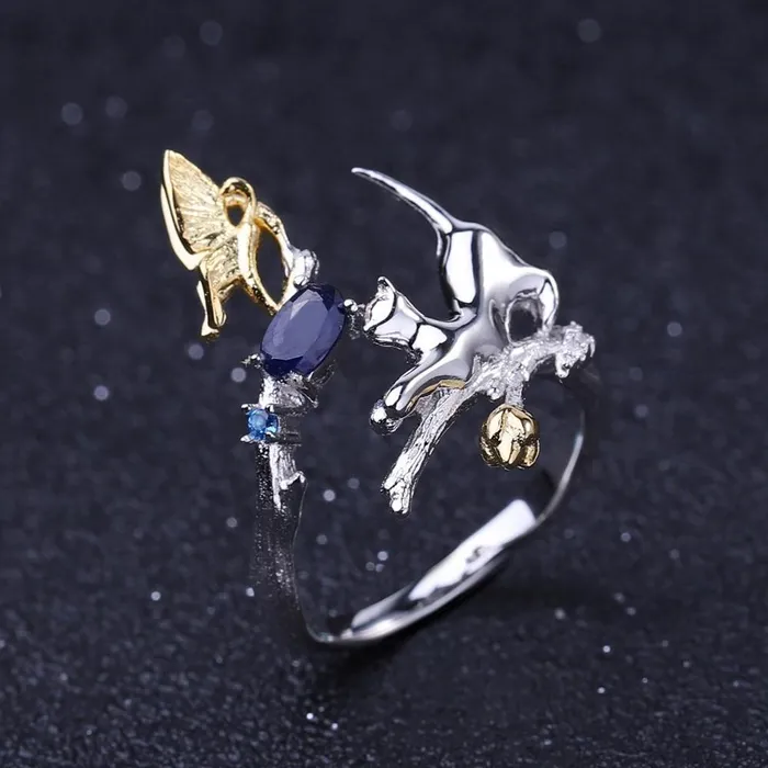 Earrings Alibaba Cat and Butterfly Fine Sterling Silver Jewelry Genuine GemstoneNecklace Earrings Ring or SET