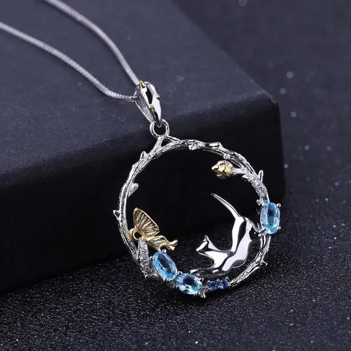 Earrings Alibaba Cat and Butterfly Fine Sterling Silver Jewelry Genuine GemstoneNecklace Earrings Ring or SET