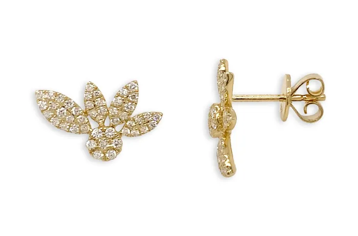 Earrings Earrings 18kt Gold Half Flower Diamonds Stud Albert Hern