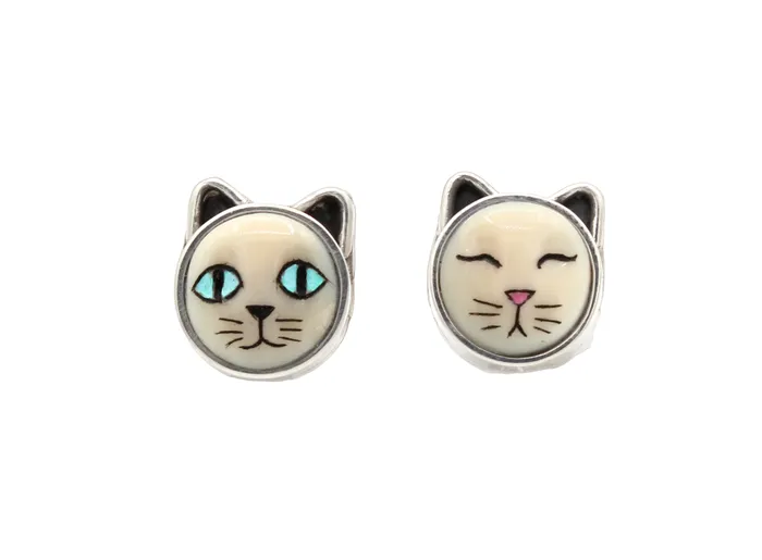 Earrings SleepingAwake Cat Post Earrings Michelle Tapia