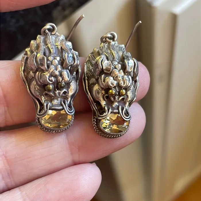Earrings Vintage Paris Jewelry Citrine Dragon Earrings Sterling Silver Vintage Earrings Vintage Paris Jewelry Citrine Dragon Earrings Sterling Silver Vintage
