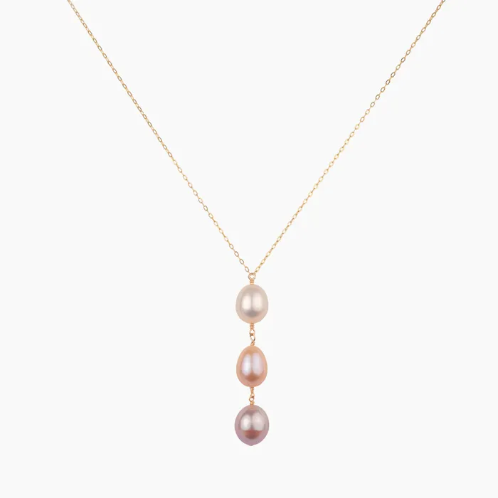 Ekolu Ombr Pink Pearl Y Necklace MishaHawaii Necklaces