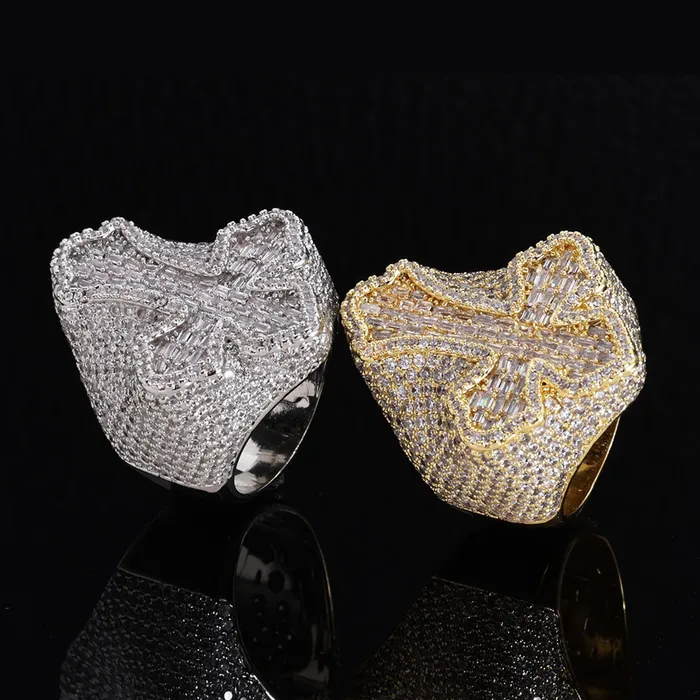 IceZeusShop Iced Out Cross Baguette Hip Hop Ring Rings IceZeusShop Iced Out Cross Baguette Hip Hop Ring Rings