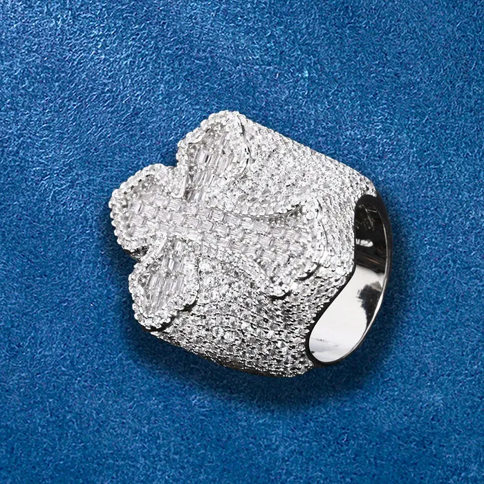 IceZeusShop Iced Out Cross Baguette Hip Hop Ring Rings IceZeusShop Iced Out Cross Baguette Hip Hop Ring Rings