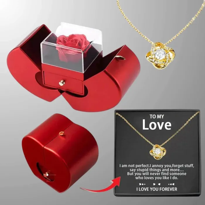 Madeofrose Necklaces 3 in 1 Preserved Eternal Rose Jewelry Box With Necklace Madeofrose Necklaces 3 in 1 Preserved Eternal Rose Jewelry Box With Necklace