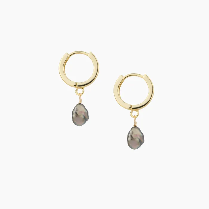 MishaHawaii Earrings Tahitian Keshi Pearl Huggie
