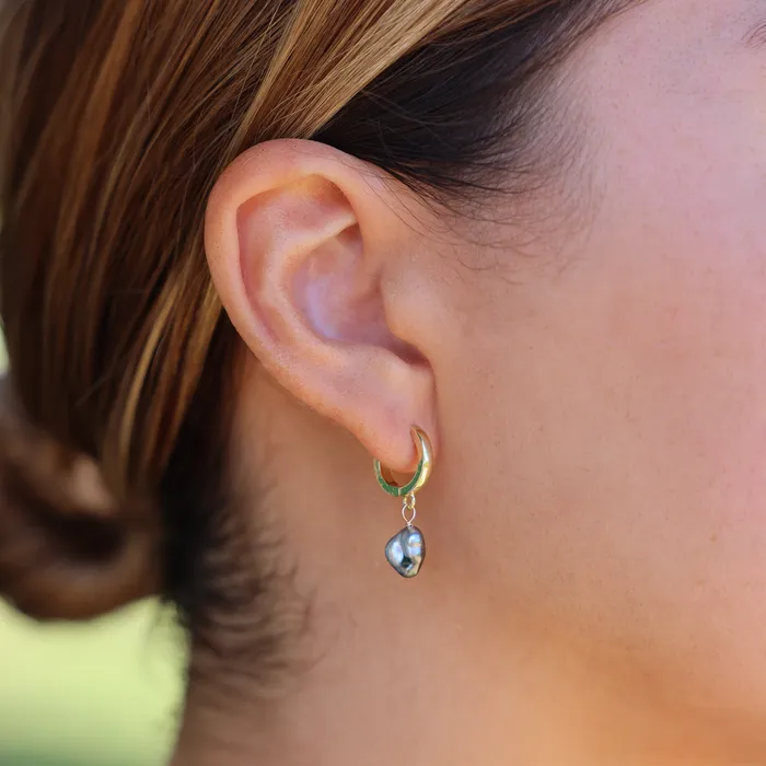 MishaHawaii Earrings Tahitian Keshi Pearl Huggie MishaHawaii Earrings Tahitian Keshi Pearl Huggie