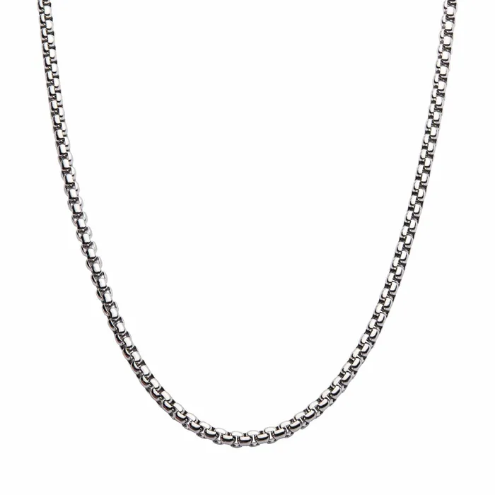 Necklaces INOX JEWELRY Silver Tone Stainless Steel 4mm Bold Box Chain
