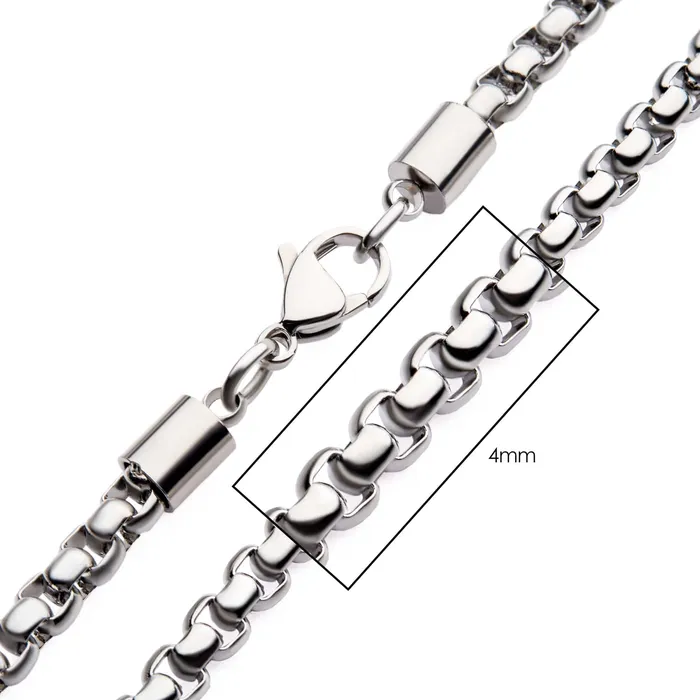 Necklaces INOX JEWELRY Silver Tone Stainless Steel 4mm Bold Box Chain