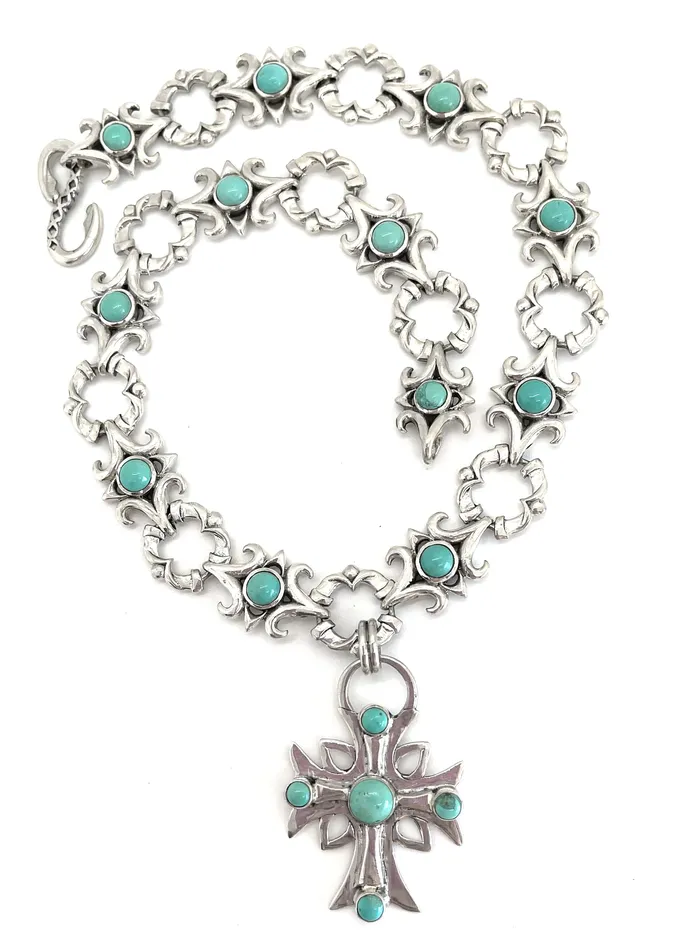 Necklaces Natural Royston Link Necklace with Cross Shreve Saville