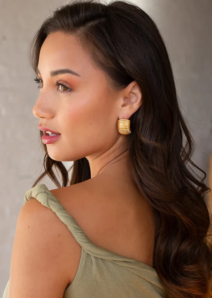 panacheaccessories Earrings Luxe Gold Curved Coil Earrings