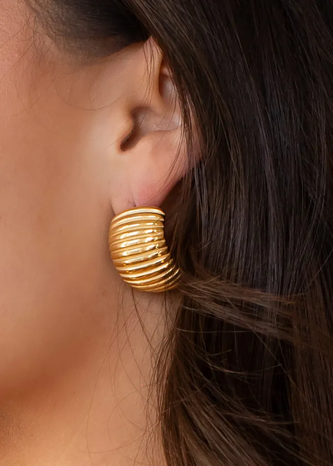 panacheaccessories Earrings Luxe Gold Curved Coil Earrings panacheaccessories Earrings Luxe Gold Curved Coil Earrings