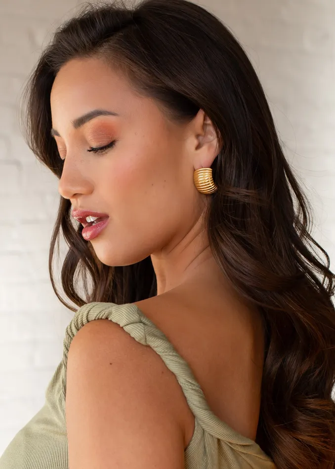 panacheaccessories Earrings Luxe Gold Curved Coil Earrings panacheaccessories Earrings Luxe Gold Curved Coil Earrings