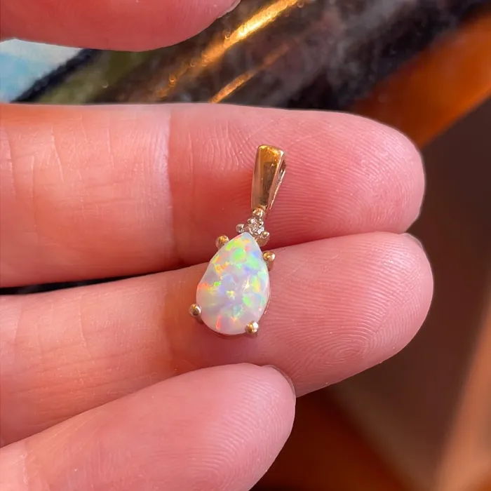 PreStyled Sets Vintage Paris Jewelry Opal Pendant Diamond 10k Gold Vintage