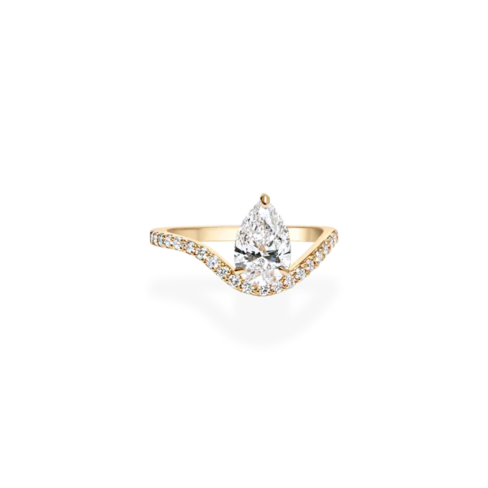 PRMAL Rings 1ct Pear Wave Ring Bridal Edition
