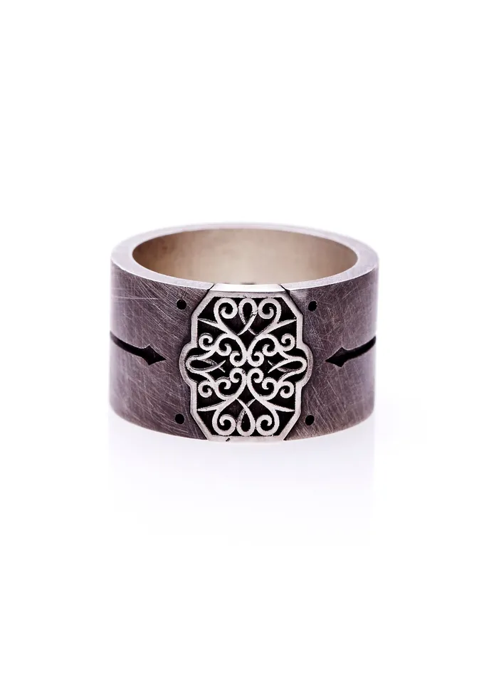 Rings Arabesque Pattern Ring Oxidized Silver Harlin Jones