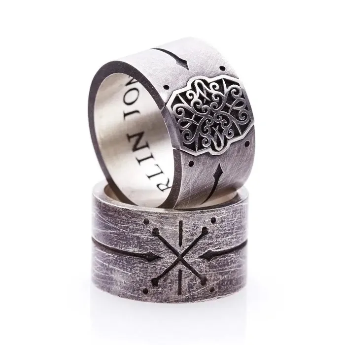 Rings Arabesque Pattern Ring Oxidized Silver Harlin Jones