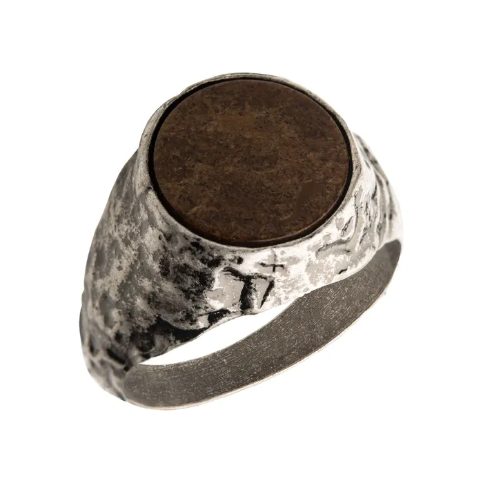 Rings INOX JEWELRY Antiqued Silver Tone Stainless Steel Matte Finish Bronze Ring Rings INOX JEWELRY Antiqued Silver Tone Stainless Steel Matte Finish Bronze Ring
