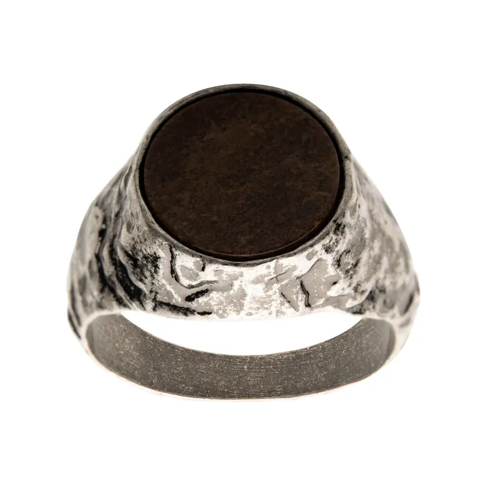 Rings INOX JEWELRY Antiqued Silver Tone Stainless Steel Matte Finish Bronze Ring