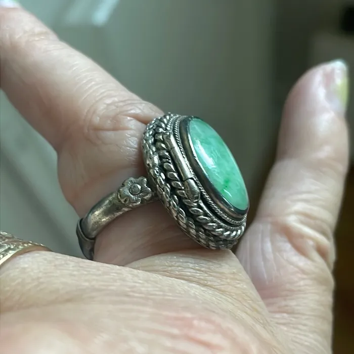 Vintage Paris Jewelry Rings Jade Poison Ring Carved Coral Buddha Sterling Silver Vintage Vintage Paris Jewelry Rings Jade Poison Ring Carved Coral Buddha Sterling Silver Vintage