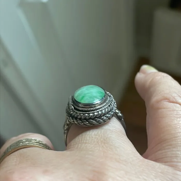 Vintage Paris Jewelry Rings Jade Poison Ring Carved Coral Buddha Sterling Silver Vintage Vintage Paris Jewelry Rings Jade Poison Ring Carved Coral Buddha Sterling Silver Vintage