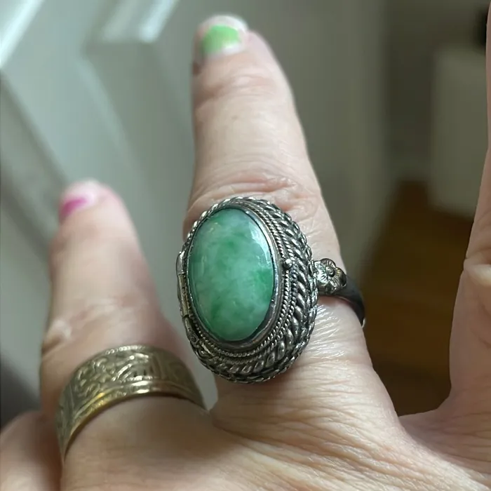 Vintage Paris Jewelry Rings Jade Poison Ring Carved Coral Buddha Sterling Silver Vintage Vintage Paris Jewelry Rings Jade Poison Ring Carved Coral Buddha Sterling Silver Vintage