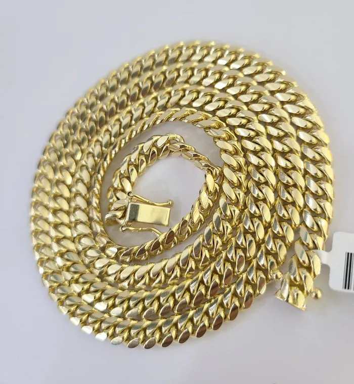 10K Solid Yellow Gold 6mm Miami Cuban Link Chain Necklace 24 Inch 10Kt Gold and Diamond Necklaces