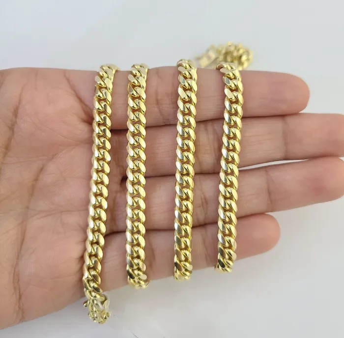 10K Solid Yellow Gold 6mm Miami Cuban Link Chain Necklace 24 Inch 10Kt Gold and Diamond Necklaces