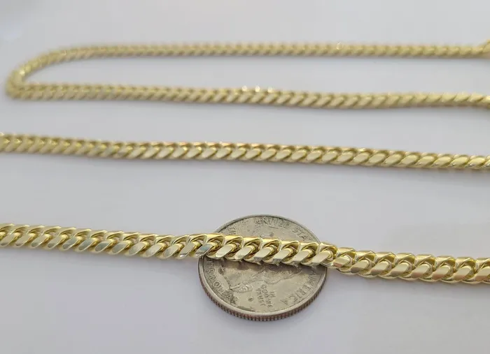 10K Solid Yellow Gold 6mm Miami Cuban Link Chain Necklace 24 Inch 10Kt Gold and Diamond Necklaces