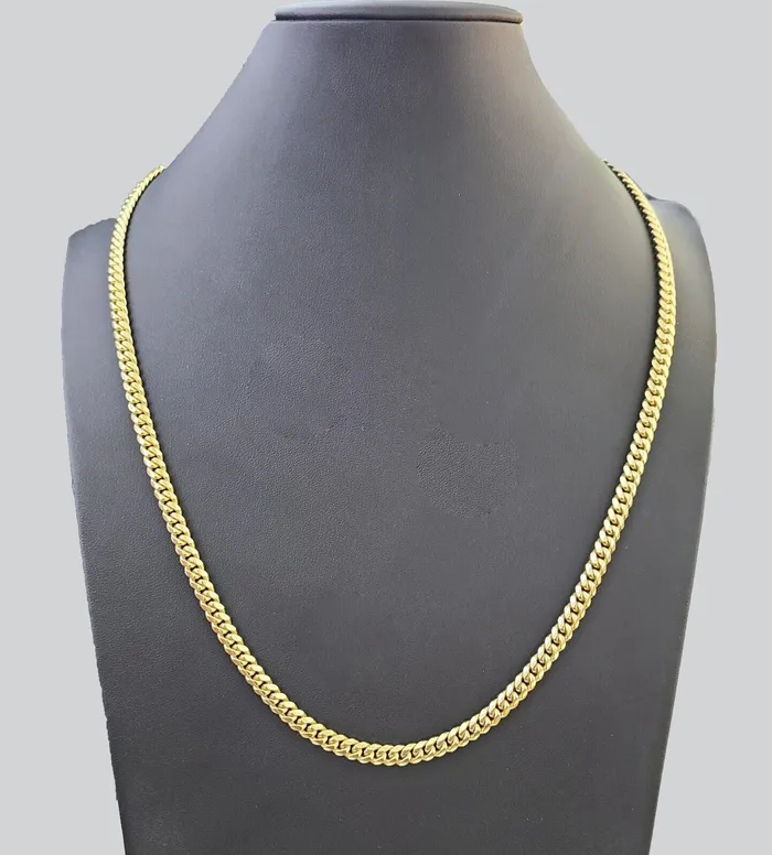 10K Solid Yellow Gold 6mm Miami Cuban Link Chain Necklace 24 Inch 10Kt Gold and Diamond Necklaces