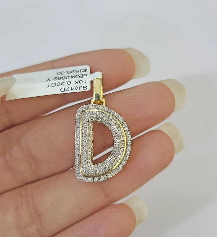 10k Yellow Gold Diamond Letter D Initial Alphabet Charm Pendant Real Genuine Globalwatches10 Charm Necklaces