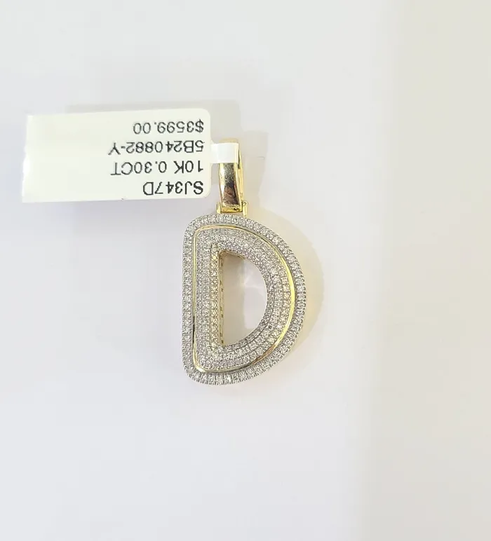 10k Yellow Gold Diamond Letter D Initial Alphabet Charm Pendant Real Genuine Globalwatches10 Charm Necklaces