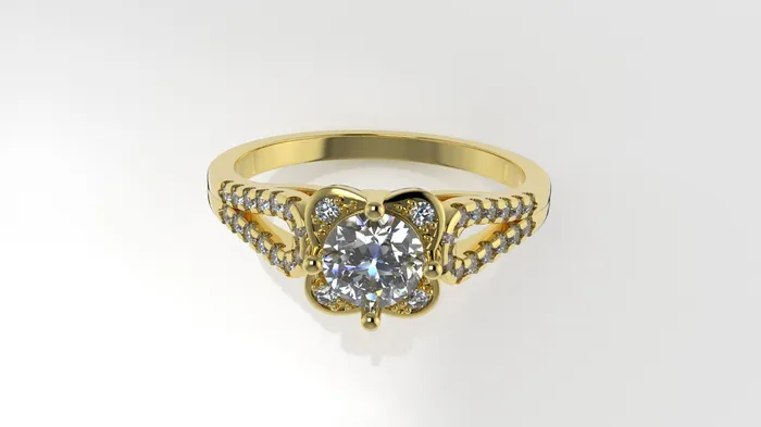 14K Gold Ring with 33 Diamonds STT 4Prong and Cut Chanel JCM DESIGN JEWELRY Rings