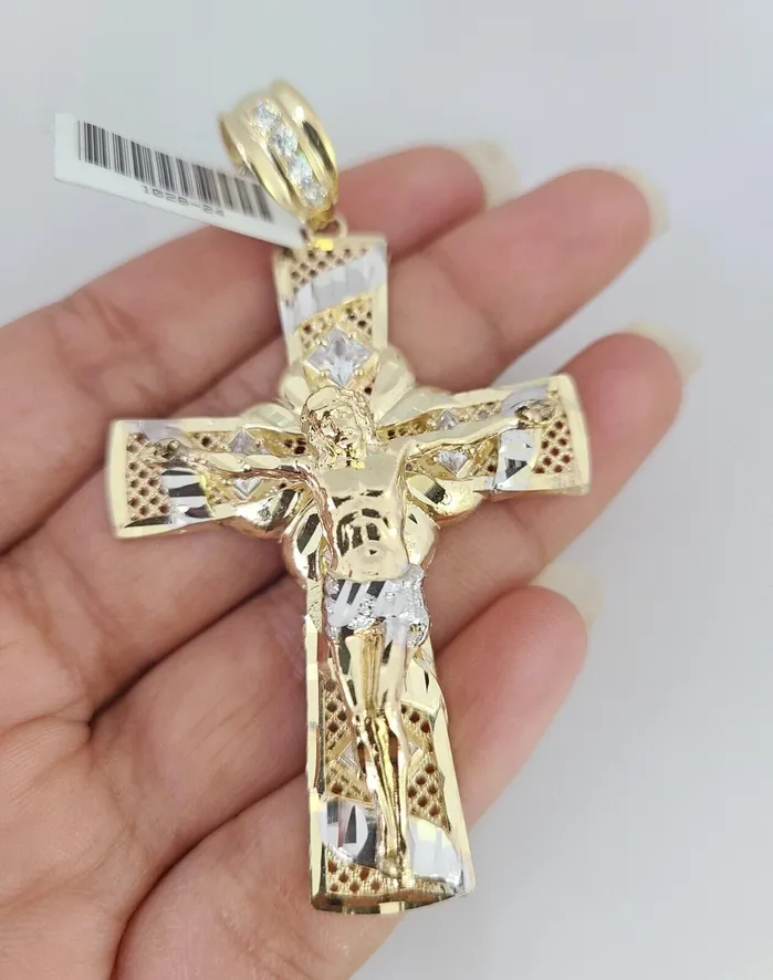 14k Jesus Christ Cross Charm Pendant Yellow Gold REAL Genuine 14kt Crucifix Gold and Diamond Charm Necklaces 14k Jesus Christ Cross Charm Pendant Yellow Gold REAL Genuine 14kt Crucifix Gold and Diamond Charm Necklaces