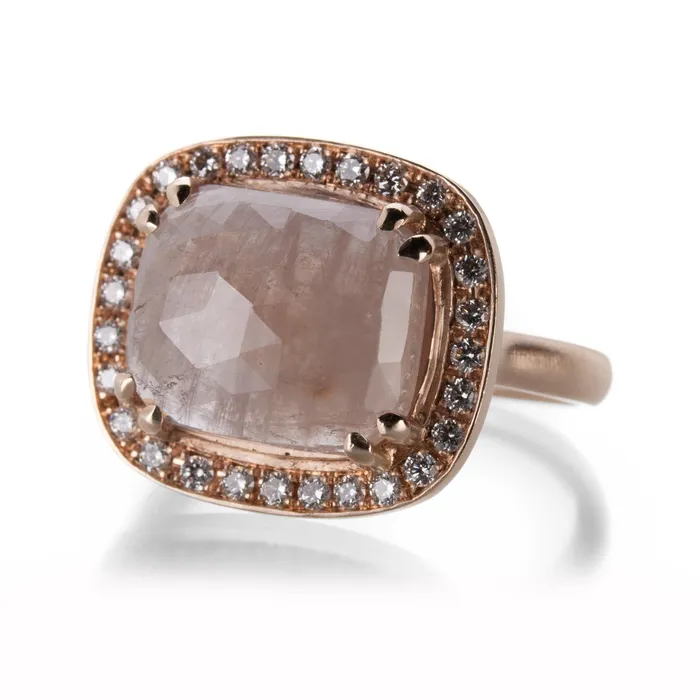 14k Rose Gold Beige Sapphire Ring Anne Sportun Rings