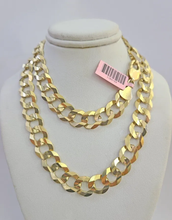 14k Solid Gold Cuban Curb Link chain 11mm 24 Inches Real Necklace Yellow Genuine Gold and Diamond Necklaces 14k Solid Gold Cuban Curb Link chain 11mm 24 Inches Real Necklace Yellow Genuine Gold and Diamond Necklaces