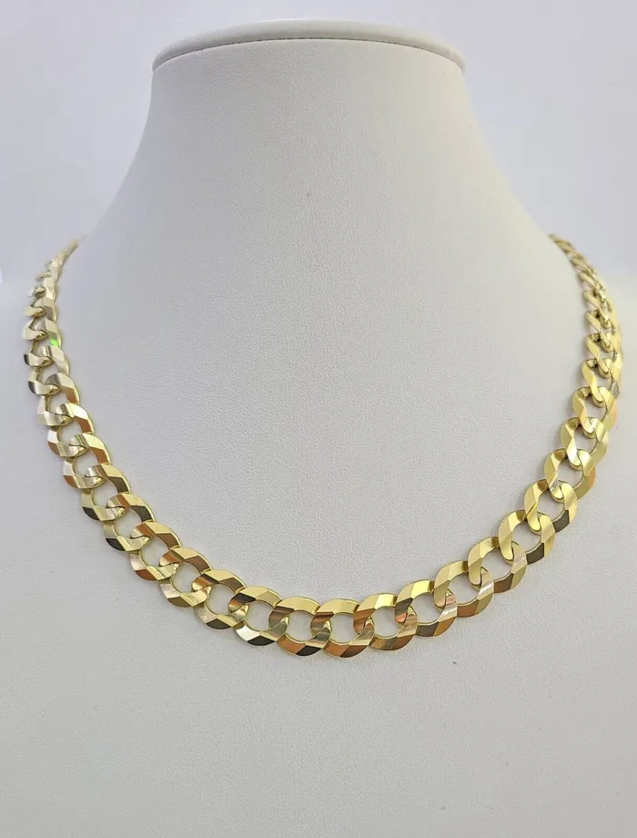 14k Solid Gold Cuban Curb Link chain 11mm 24 Inches Real Necklace Yellow Genuine Gold and Diamond Necklaces