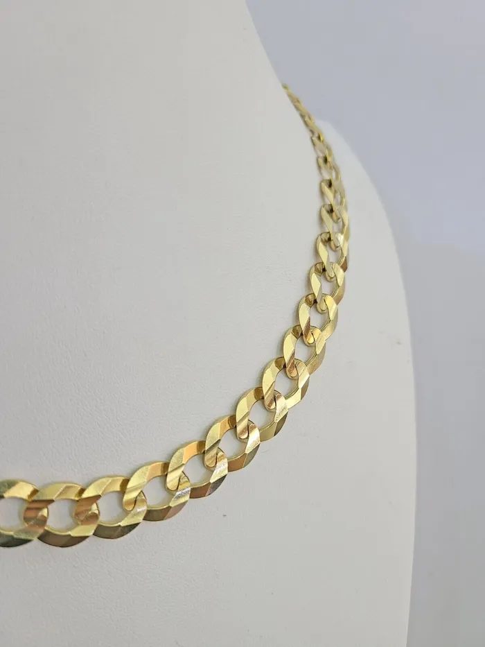 14k Solid Gold Cuban Curb Link chain 11mm 24 Inches Real Necklace Yellow Genuine Gold and Diamond Necklaces
