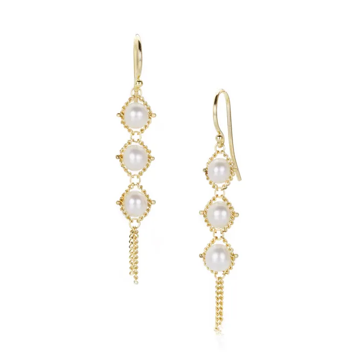 Amali Earrings Small Pearl Textile Drop Earrings