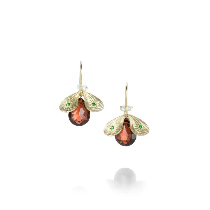 Annette Ferdinandsen Earrings Garnet Jeweled Bug Earrings