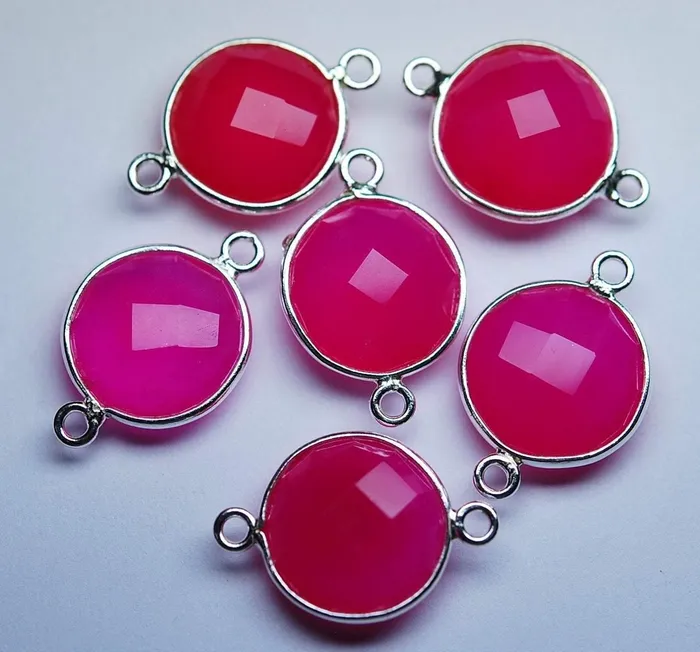 Beads Supplies USA Necklaces 925 Sterling SilverPink Chalcedony Faceted Coins Shape 5 Piece Of 19mm Beads Supplies USA Necklaces 925 Sterling SilverPink Chalcedony Faceted Coins Shape 5 Piece Of 19mm
